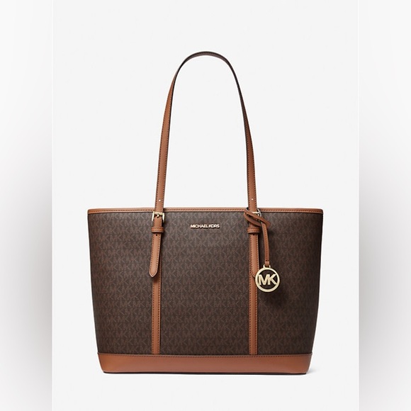 Michael Kors Handbags - Michael Kors Jet Set Travel Large Logo Tote Bag - Brown NWT